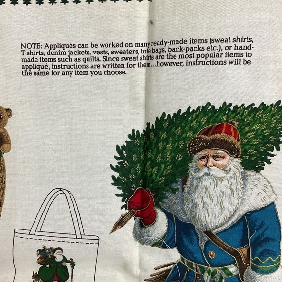 Vintage cotton Christmas fabric appliqués 4 Old World Santa Clauses - Picture 11 of 12